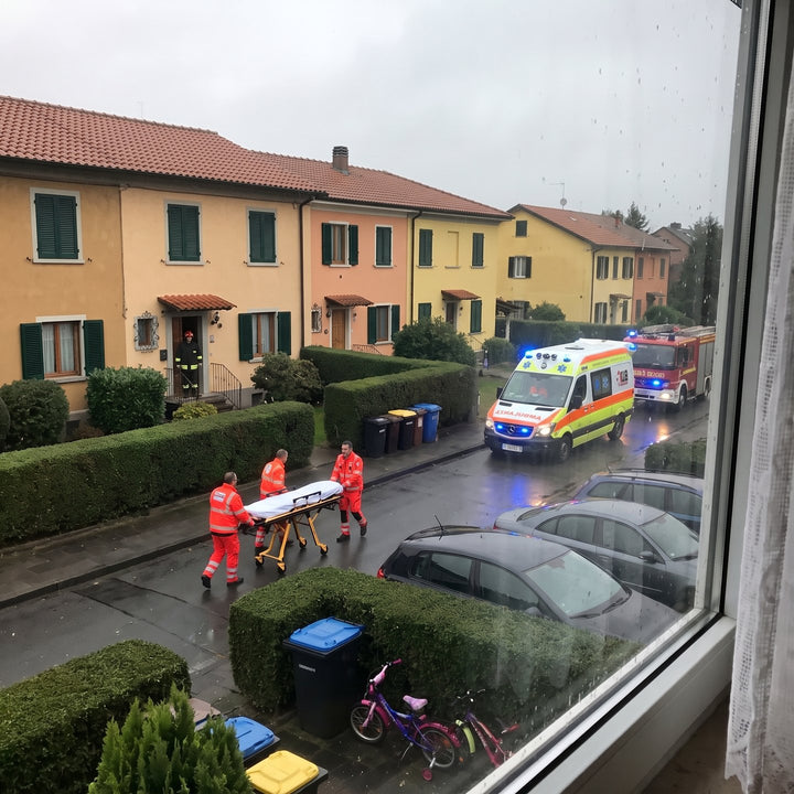 Intervention des secours devant une maison