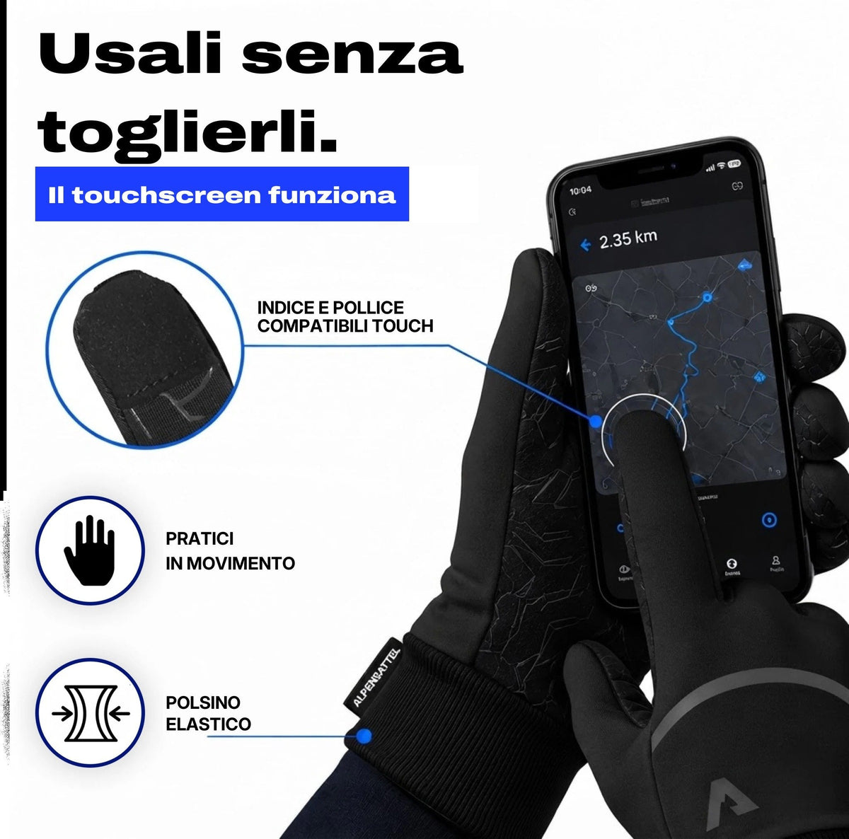 Guanti termici touchscreen su indice e pollice