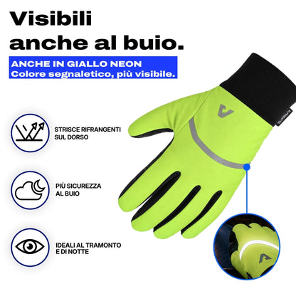 Guanti termici gialli visibili al buio