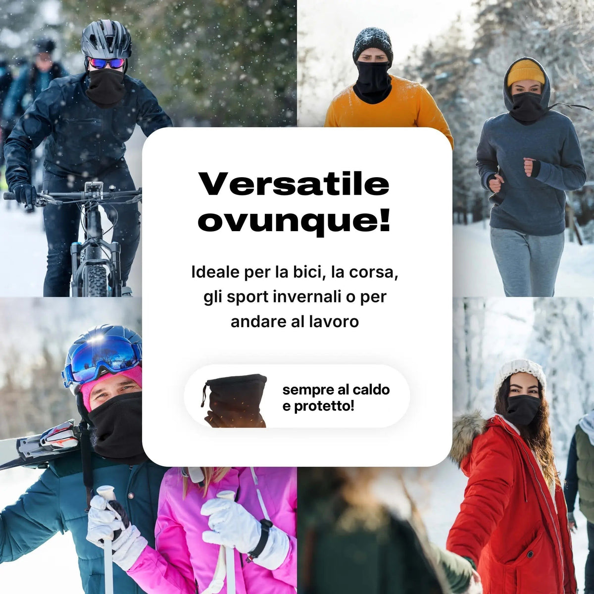 Scaldacollo versatile per bici, corsa e sci